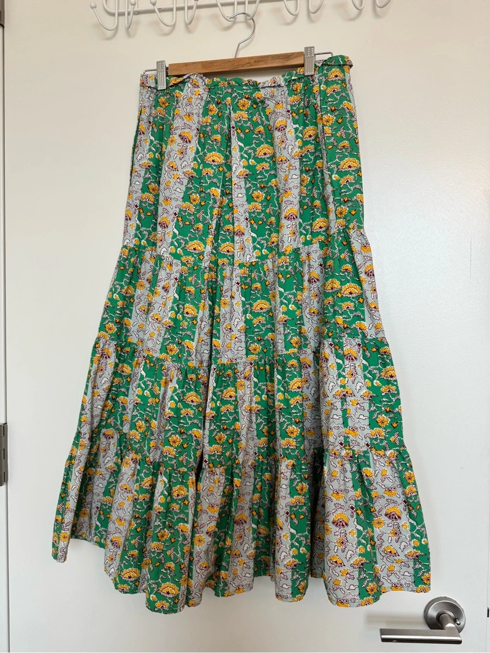 RHODE x Target Green and Yellow Floral Tiered Maxi Skirt - Picture 2 of 3